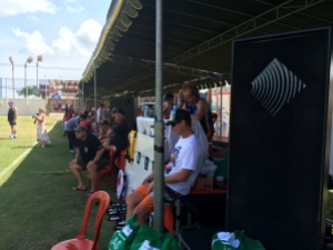 Geckos and Bali footy stalwart 'Hinchy' commentates the action 
