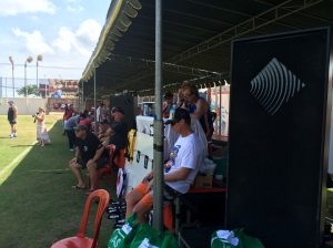 Geckos and Bali footy stalwart 'Hinchy' commentates the action 